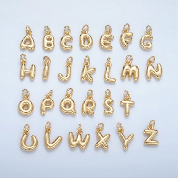 16K Gold Filled 10mm Initial Letter Chubby Balloon Mini Charm | A1591 - A1603