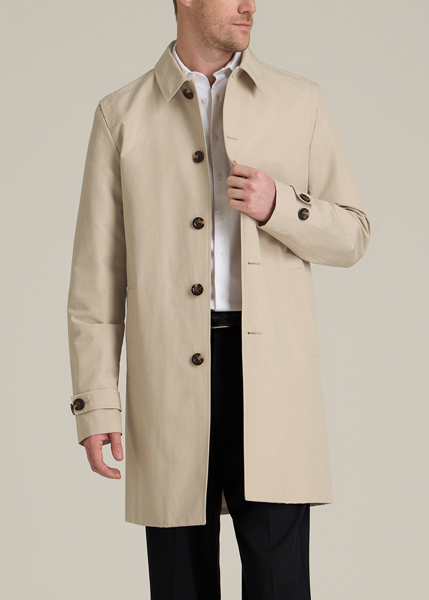 American-Tall-Men-Minimalist-Trench-Coat-Light-Khaki-Front