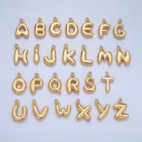 24K Gold Filled 17mm Initial Letter Chubby Balloon Charm | A1513 - A1525