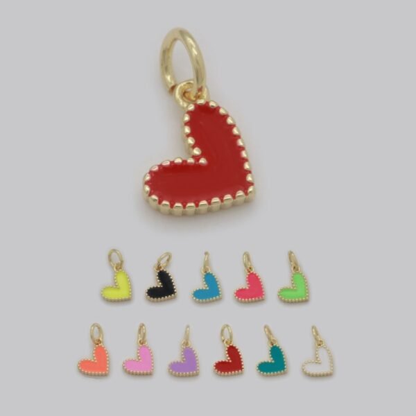 Small Gold Heart Charm - Dainty Enamel Mini Heart Add On Charm Tiny Colorful Heart Love Inspired Gold filled Pendant for Necklace Bracelet M-637 M-638 M-640to M-647